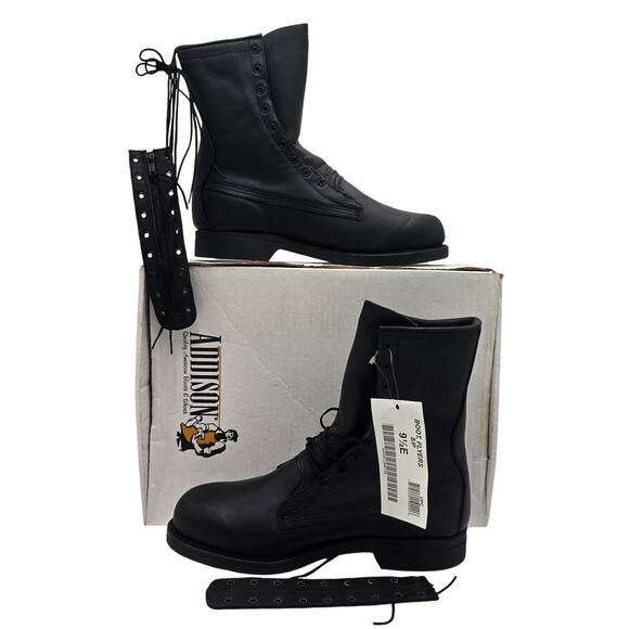 Addison Flyers Military Combat Boots Black Leather Made in USA Men's 9.5 E - Picture 2 of 8